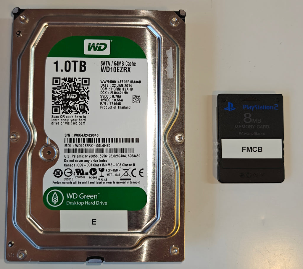 Festplatte 1, 2, 4 TB + FMCB Speicherkarte for PS2 Fat