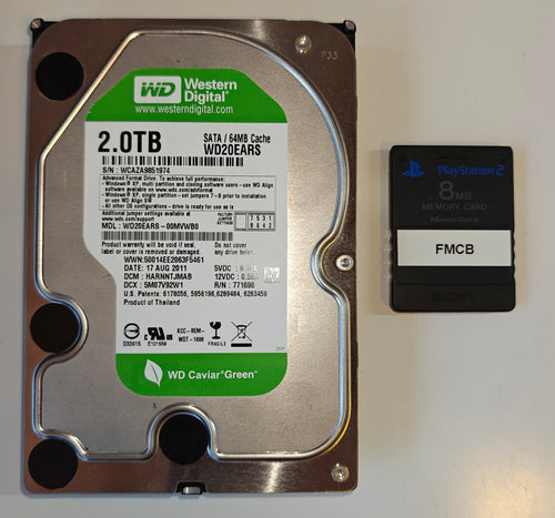 Festplatte 1, 2, 4 TB + FMCB Speicherkarte for PS2 Fat