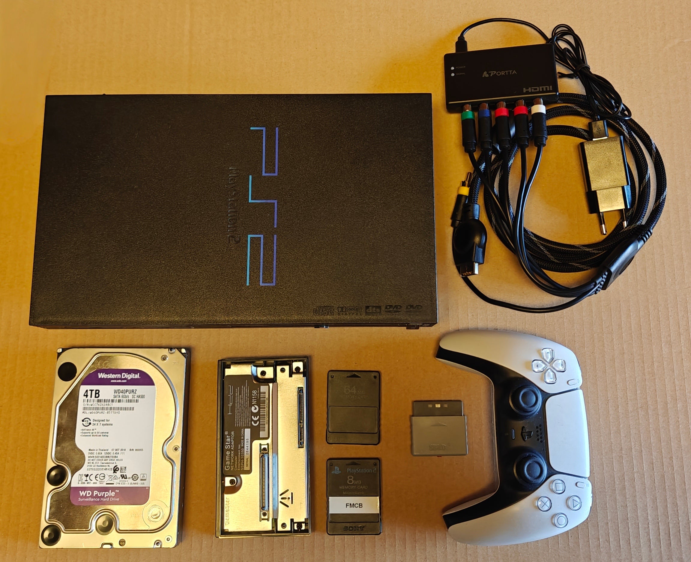 PS2 + 1/2/4 TB Festplatte + Softmod/FMCB