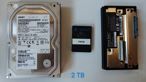 Festplatte 1, 2, 4 TB + FMCB Speicherkarte + Festplatten Adapter for PS2 Fat
